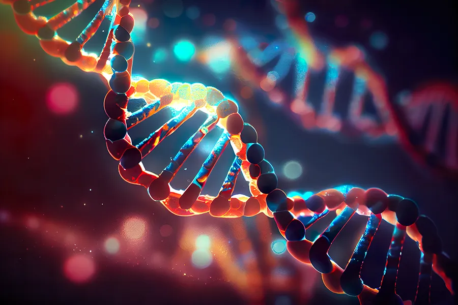 DNA-and-Genetic-Testing-Clinic 3D illustration of DNA strands. Schedule DNA and genetic testing from Morgan Burns, APRN in Central Florida.